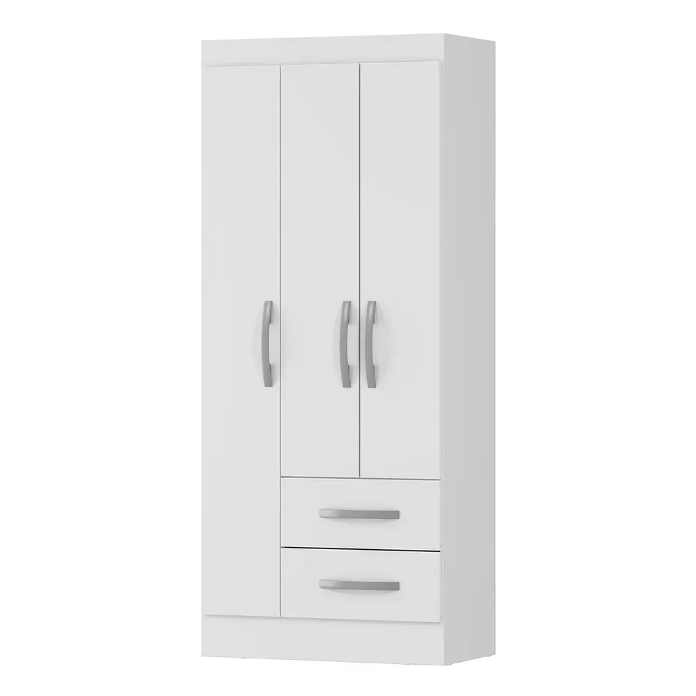 Guarda Roupa Solteiro Adolfo 3 Portas 2 Gavetas Branco Neve - Mx Móveis - 2