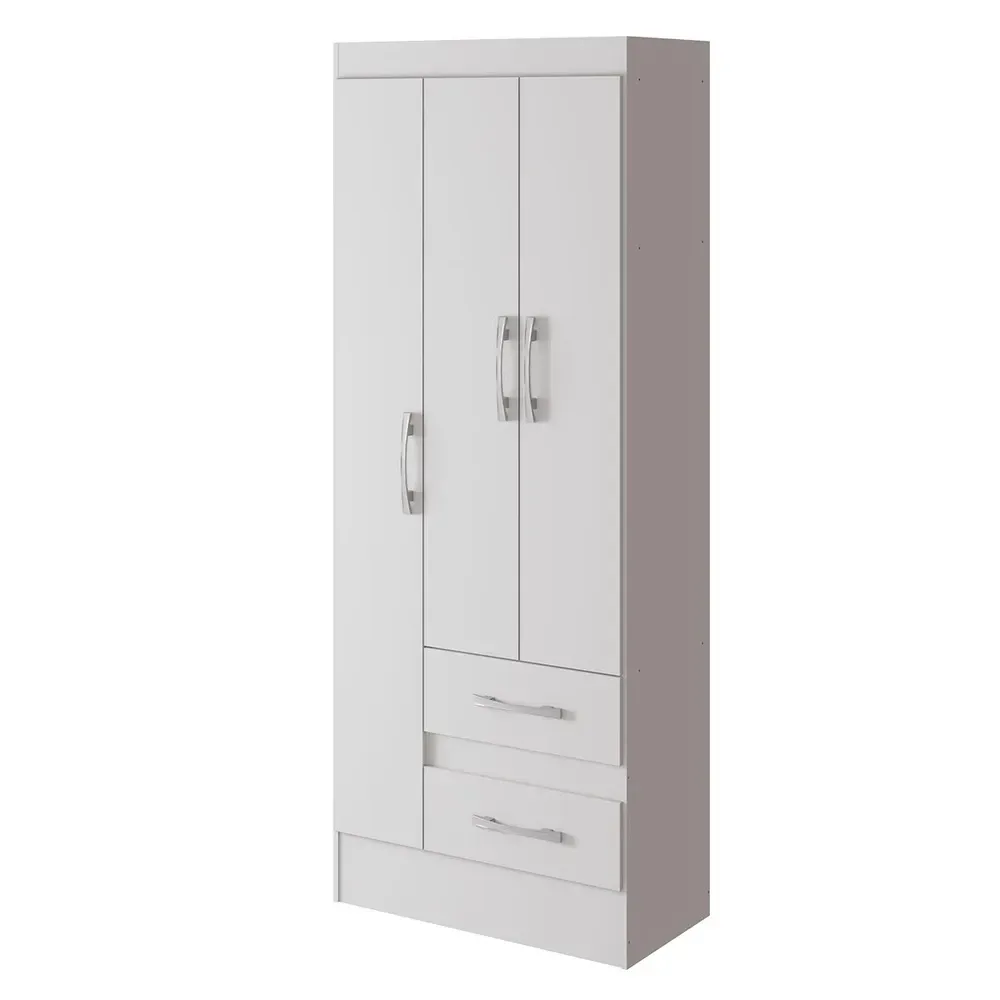 Guarda Roupa Solteiro Sartori 3 Portas 2 Gavetas Branco - Pnr Móveis - 2