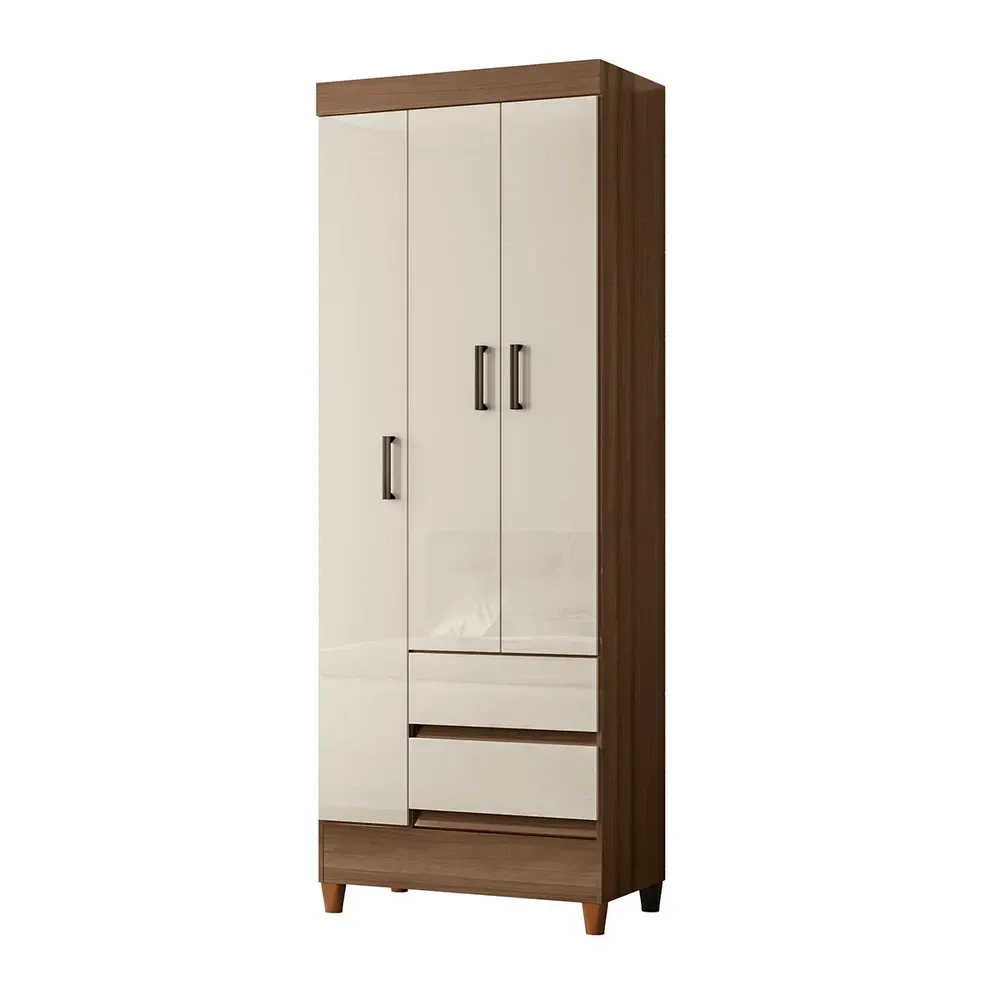 Guarda Roupa Solteiro Lux 3 Portas 2 Gavetas Jequitiba/Off White - Pnr Móveis - 2