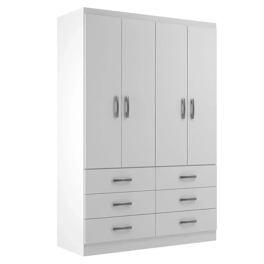 Guarda Roupa Solteiro áquila 4 Portas 6 Gavetas Branco - Pnr Móveis - 2