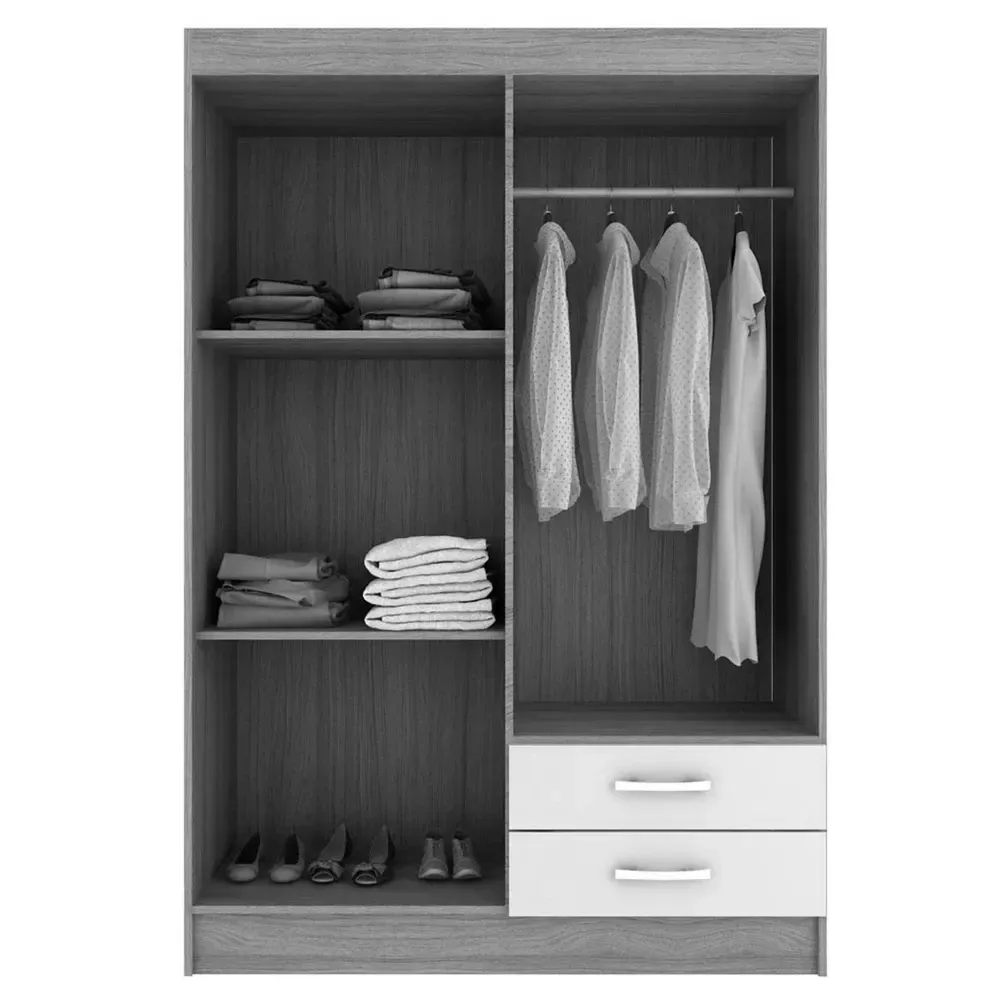 Guarda Roupa Solteiro Tunísia 4 Portas 2 Gavetas Cinamomo - Pnr Móveis - 2