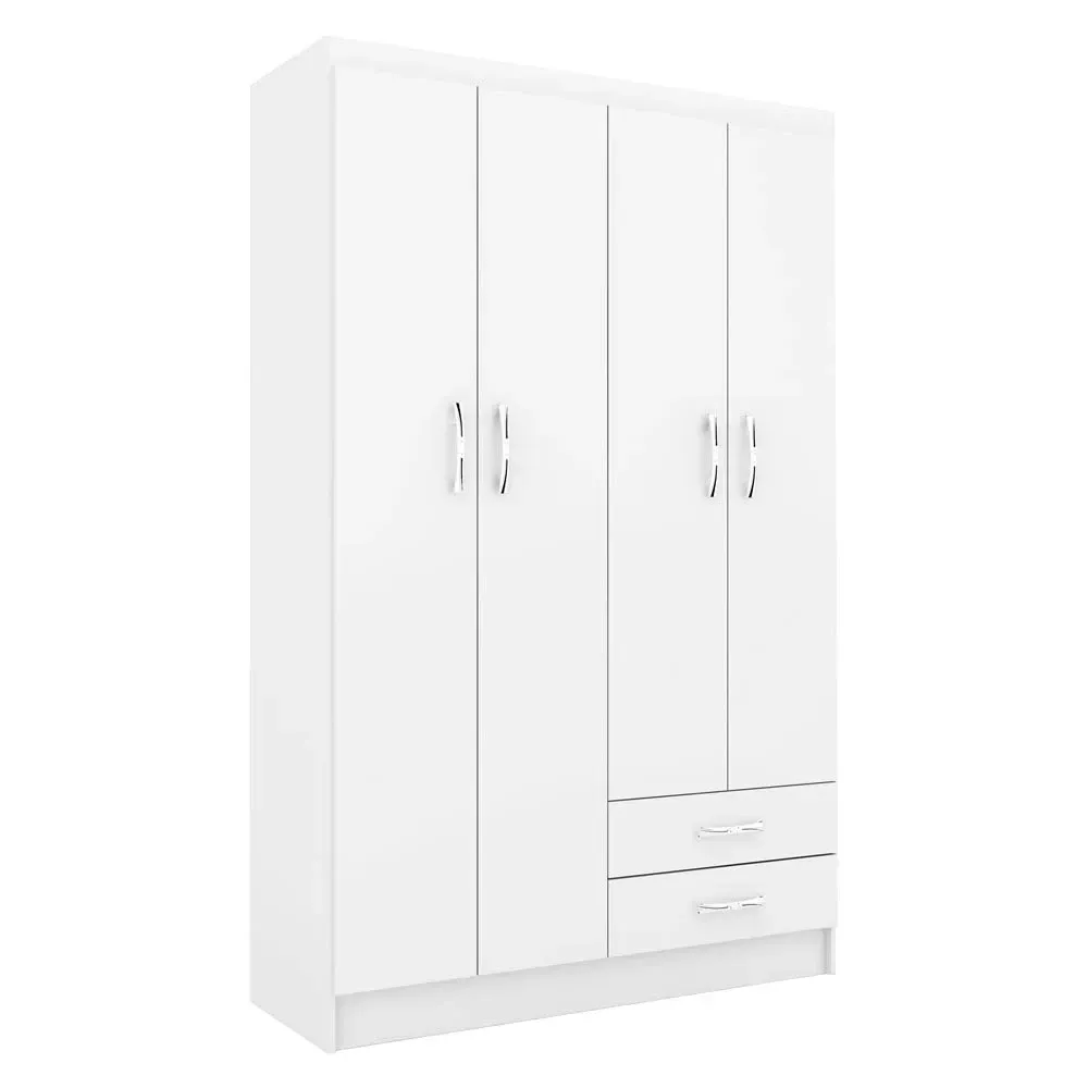 Guarda Roupa Solteiro Tunísia 4 Portas 2 Gavetas Branco - Pnr Móveis - 2