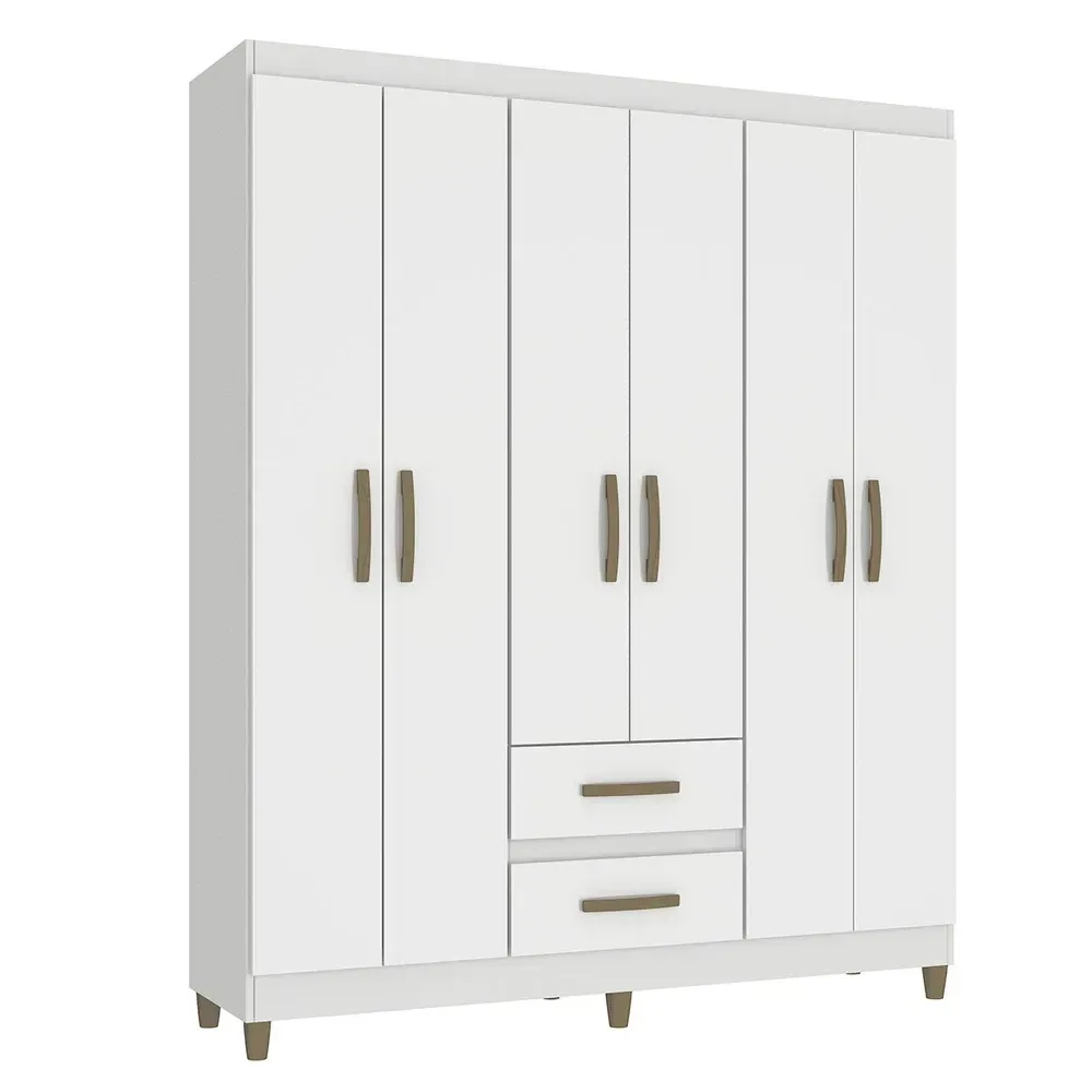 Guarda Roupa Solteiro Essenza 6 Portas 2 Gavetas Branco - Pnr Móveis - 2
