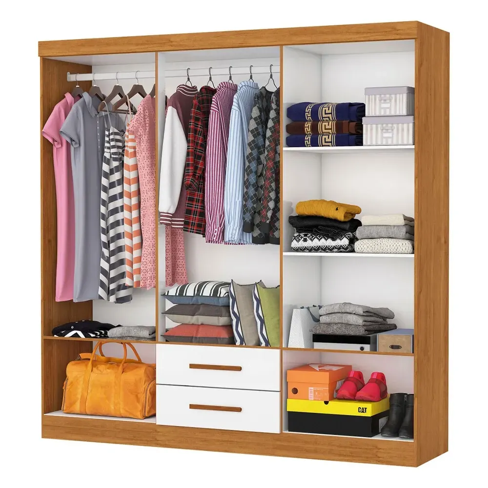 Guarda Roupa Solteiro Regalle 6 Portas 2 Gavetas Cinamomo/Branco - Pnr Móveis - 2