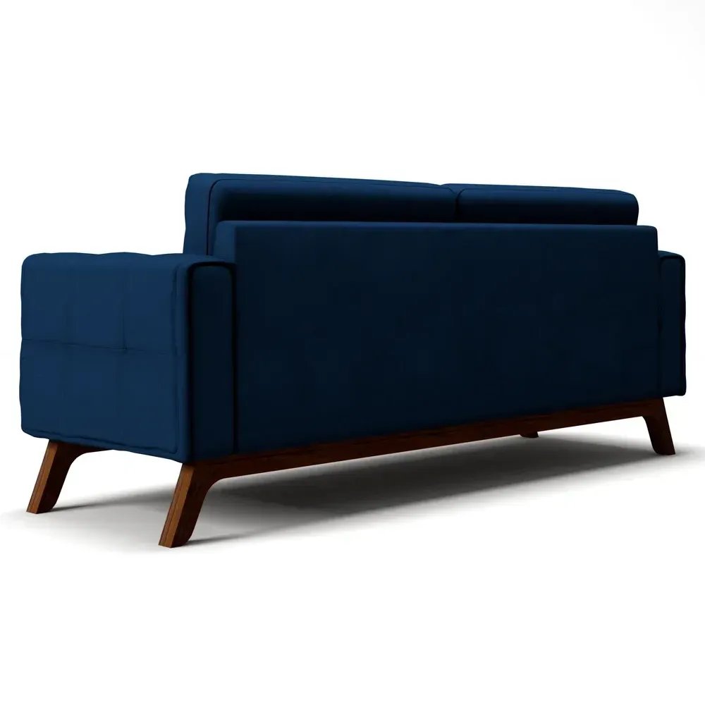 Sofá 230 cm 3 Lugares Sandero Veludo Azul Marinho - Domi - 3
