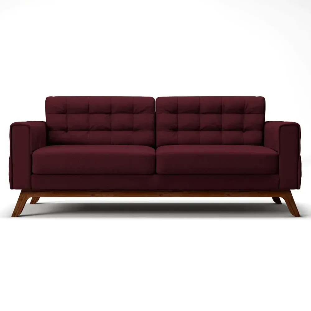 Sofá 230 cm 3 Lugares Sandero Veludo Marsala - Domi - 3