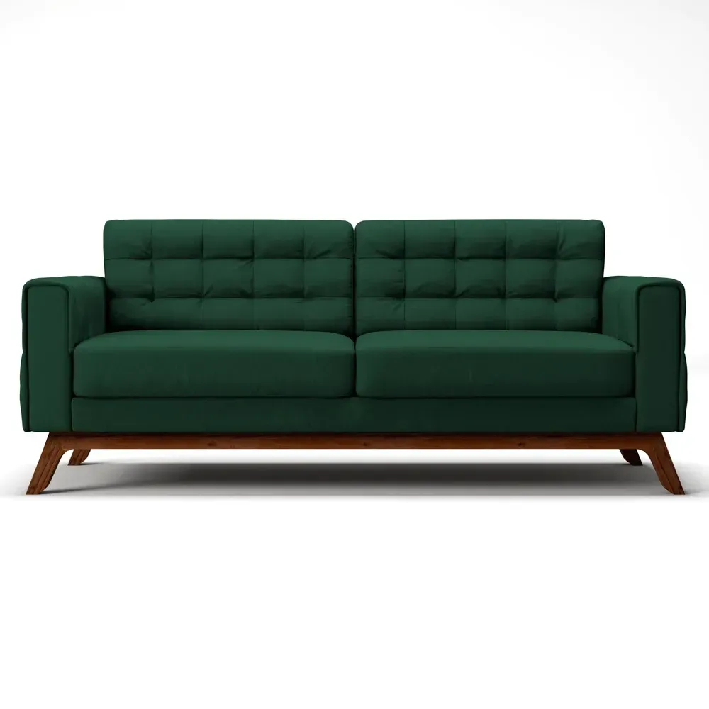 Sofá 230 cm 3 Lugares Sandero Veludo Verde - Domi - 3