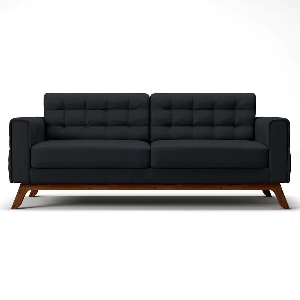 Sofá 230 cm 3 Lugares Sandero Veludo Preto - Domi - 3