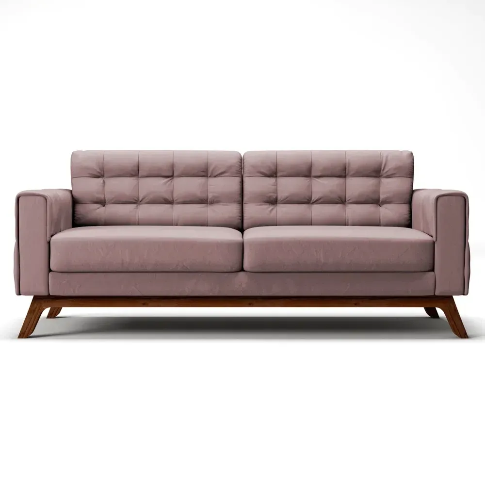 Sofá 230 cm 3 Lugares Sandero Veludo Rosê - Domi - 3
