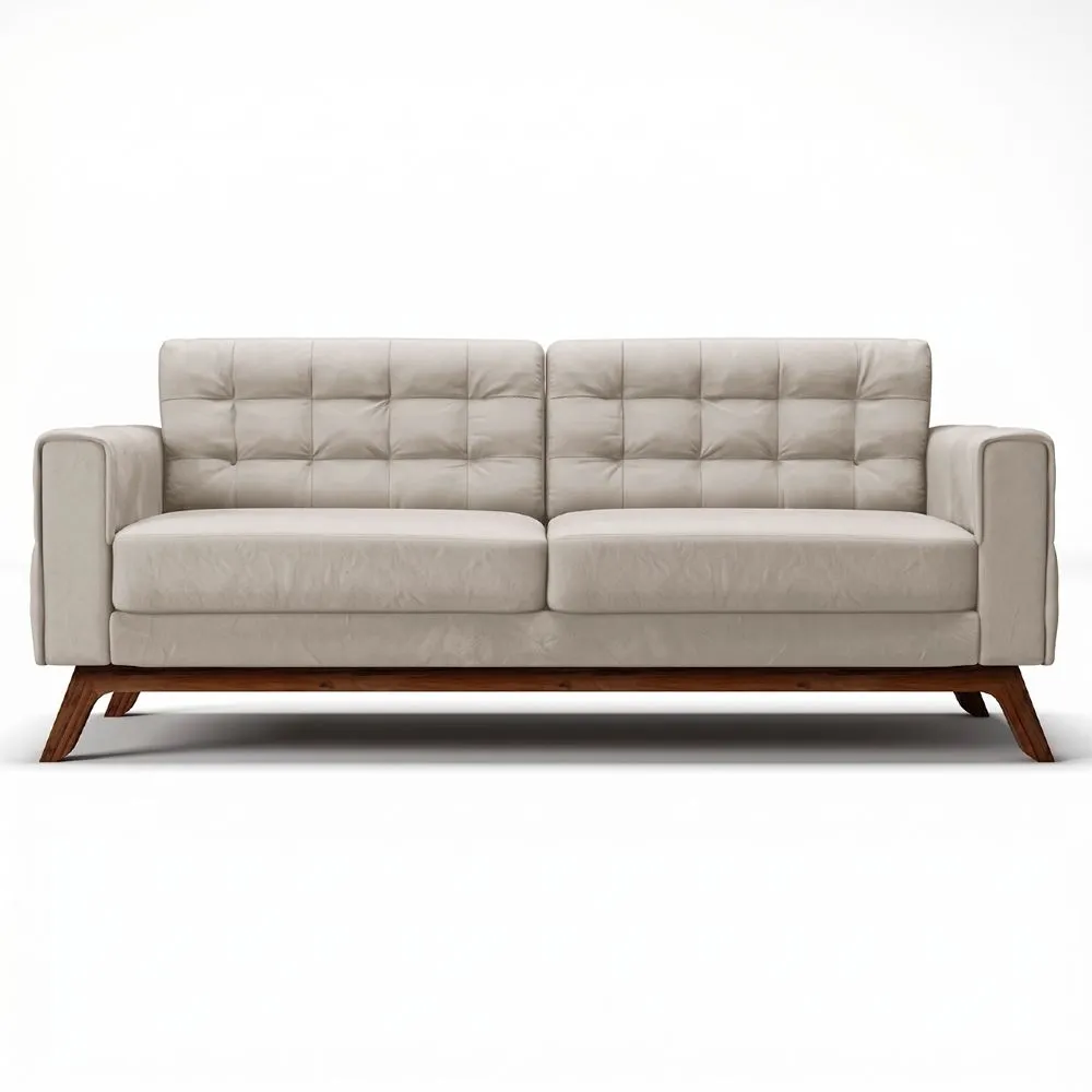 Sofá 230 cm 3 Lugares Sandero Veludo Bege Claro - Domi - 3
