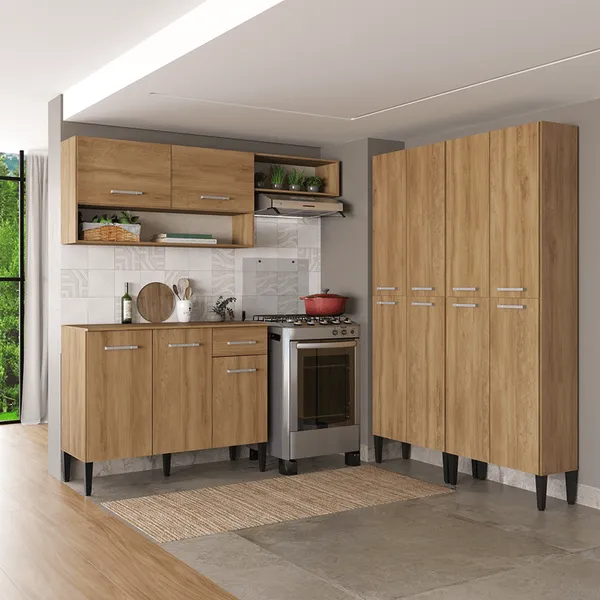 Armário de Cozinha Compacta Arizona Fusion Theree Carraro Carvalho