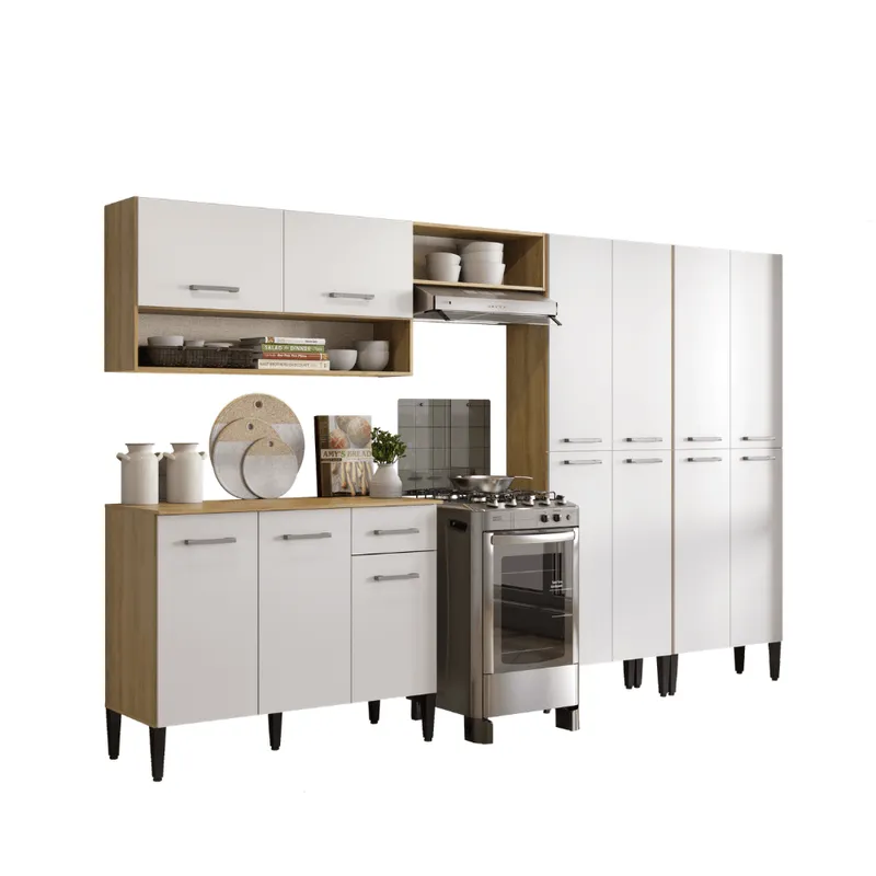 Armário de Cozinha Compacta Arizona Fusion One Carraro Carvalho com Branco - 2