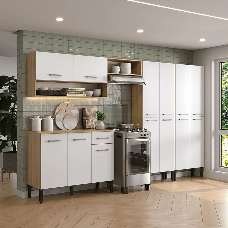 Armário de Cozinha Compacta Arizona Fusion One Carraro Carvalho com Branco - 1