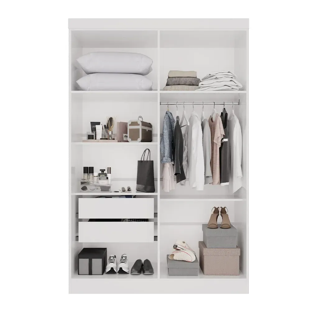 Guarda Roupa Max Plus 4 Portas 2 Gavetas com Espelho Branco - Pnr Móveis - 2