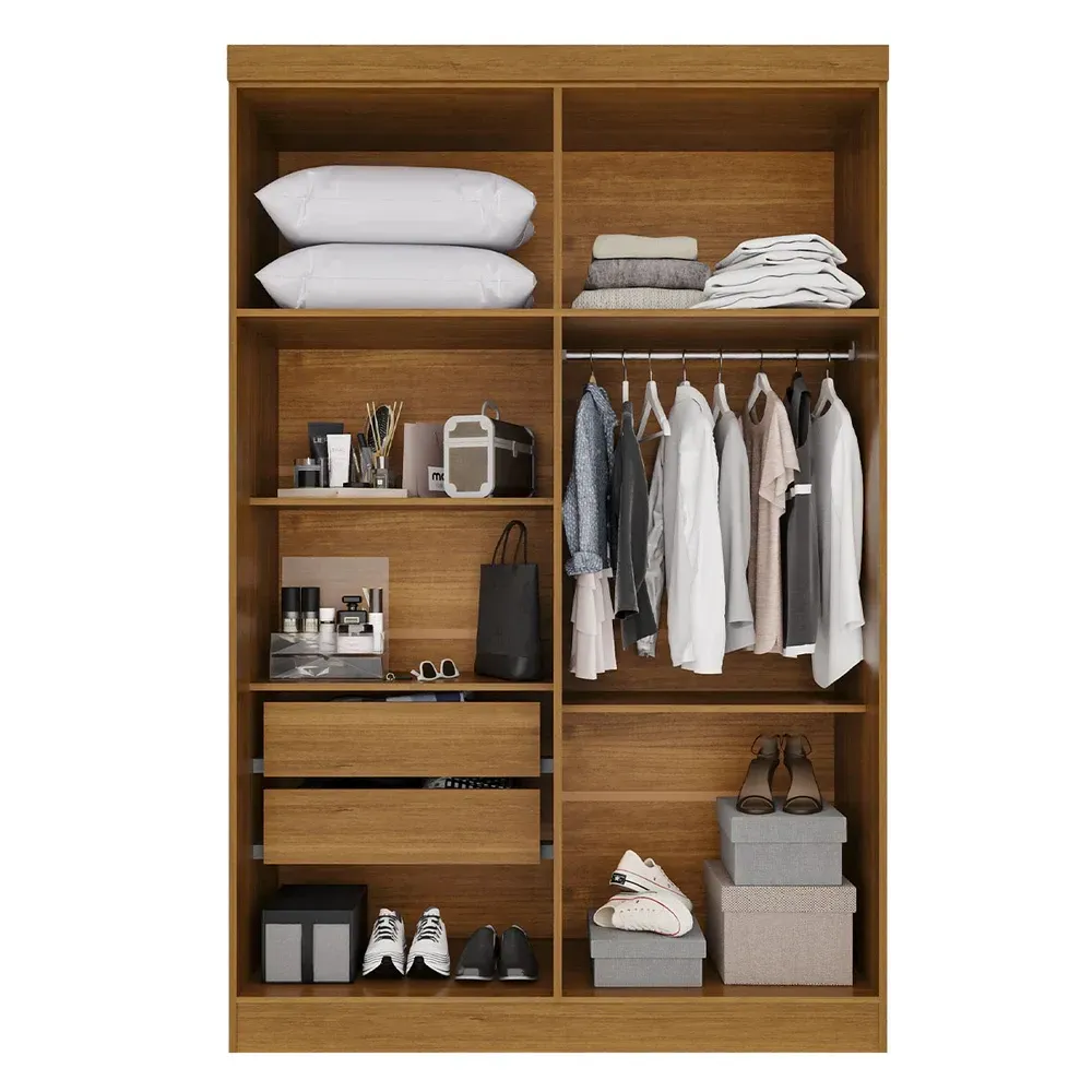 Guarda Roupa Max Plus 4 Portas 2 Gavetas com Espelho Cinamomo - Pnr Móveis - 2