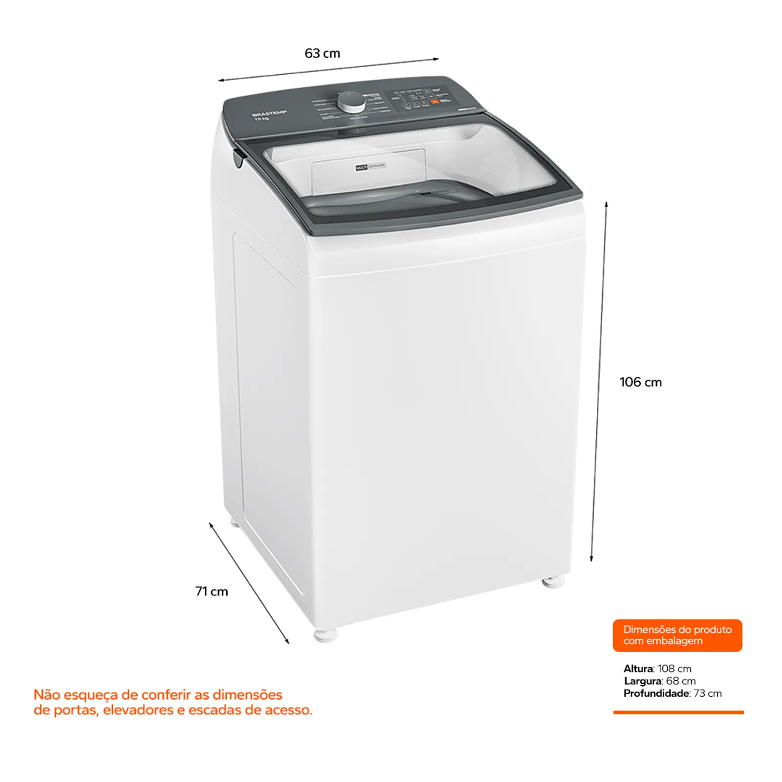 Máquina de Lavar Brastemp 15Kg Branca com Ciclo Tira Manchas Advanced e Smart Sensor - BWF15AB - 3