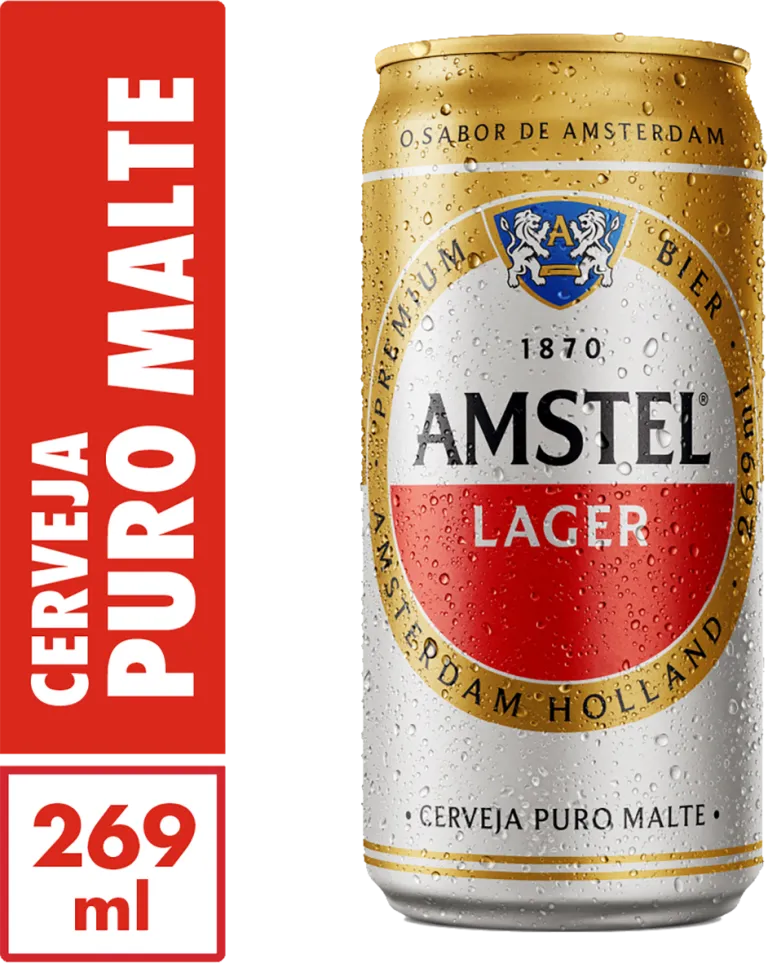 Cerveja Amstel Puro Malte Lata 269ml - Pack com 12 Unidades  - 1