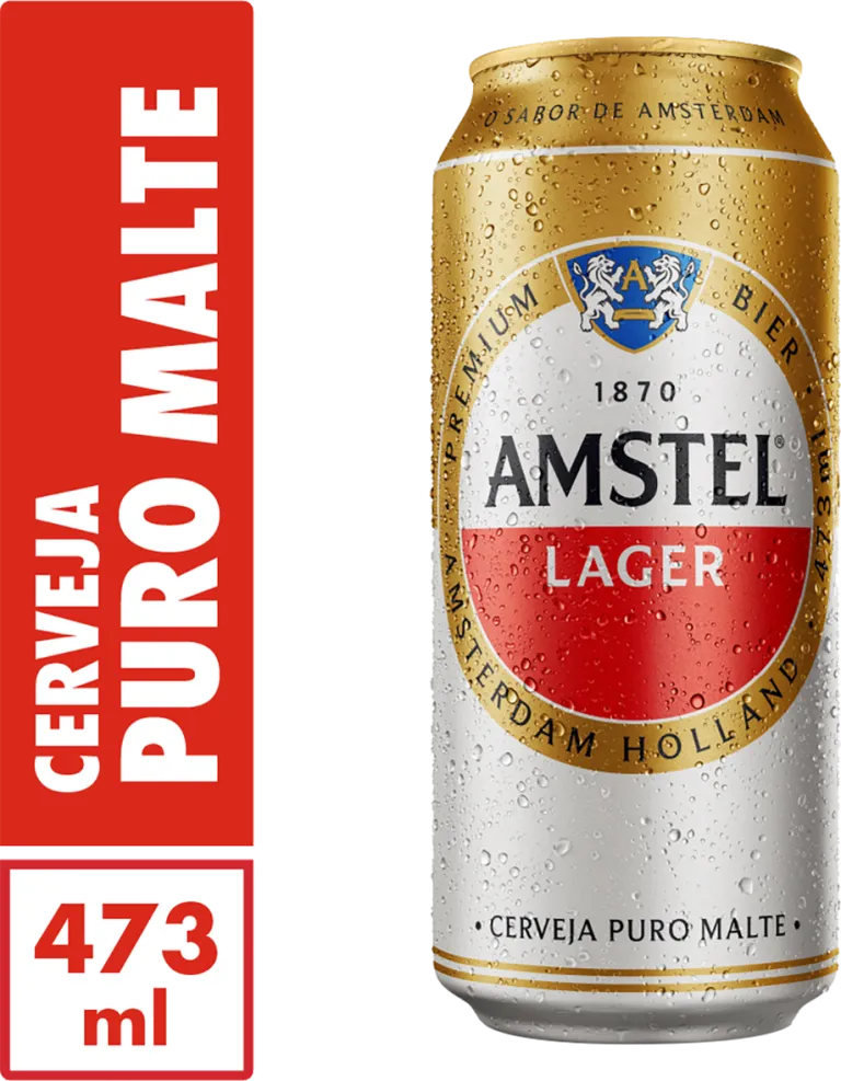 Cerveja Amstel Puro Malte Lata 473ml - Pack com 12 Unidades  - 1