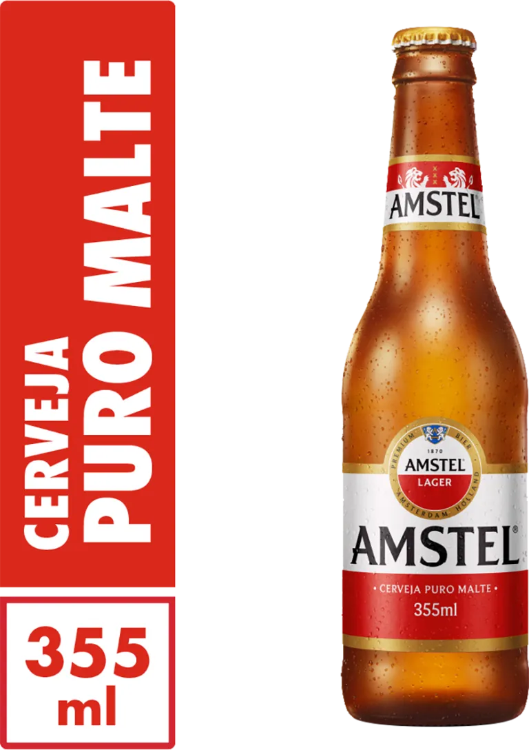 Cerveja Amstel Puro Malte Long Neck 355ml - Pack com 24 Unidades  - 1