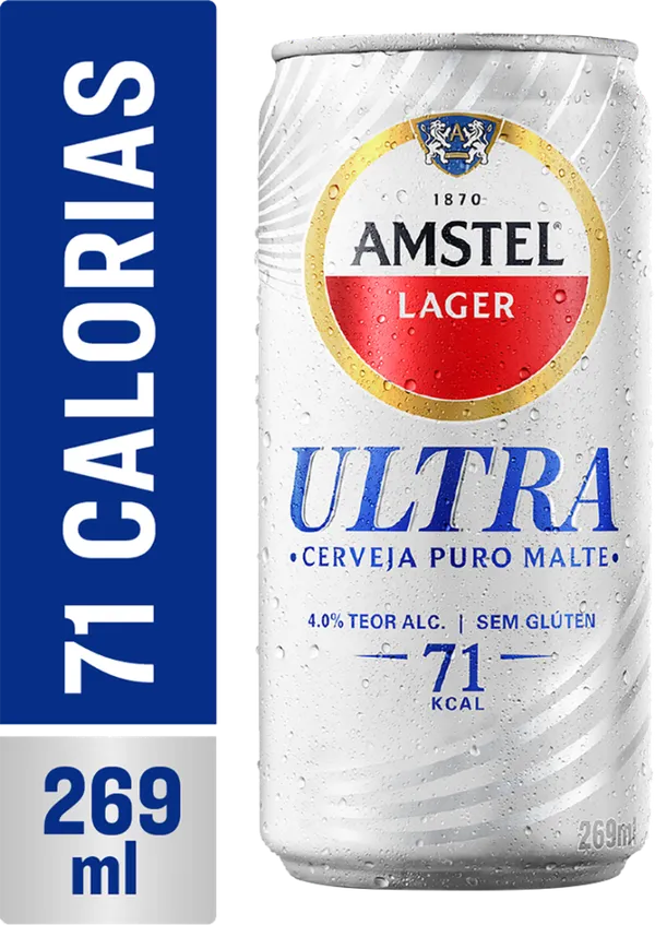Cerveja Amstel Ultra Lata 269ml - Pack com 12 Unidades 