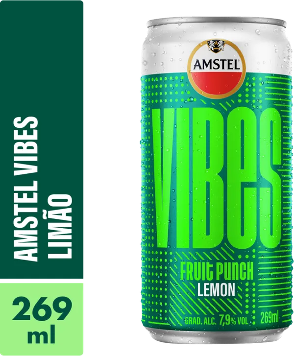 Amstel Vibes Limão Lata 269ml - Pack com 12 Unidades 