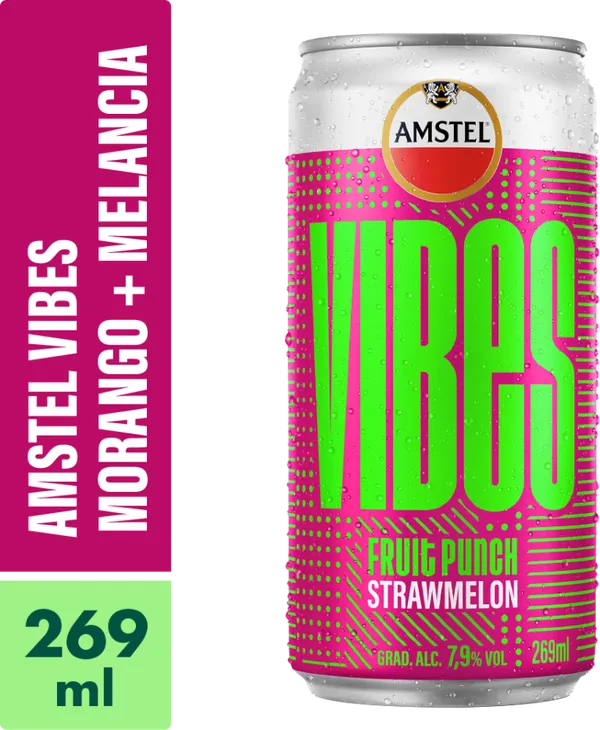 Amstel Vibes Morango  Lata 269ml - Pack com 24 Unidades 