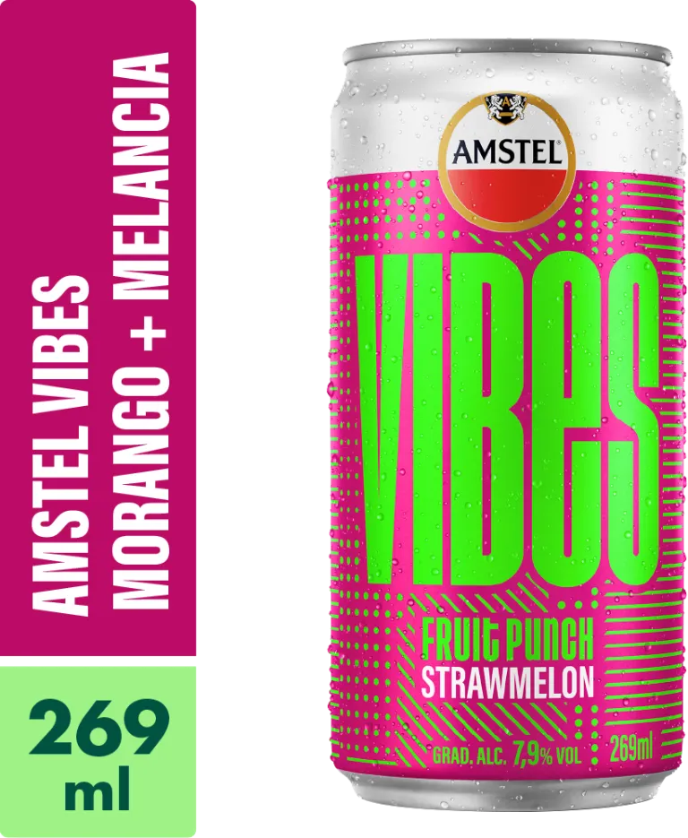 Amstel Vibes Morango  Lata 269ml - Pack com 24 Unidades  - 1