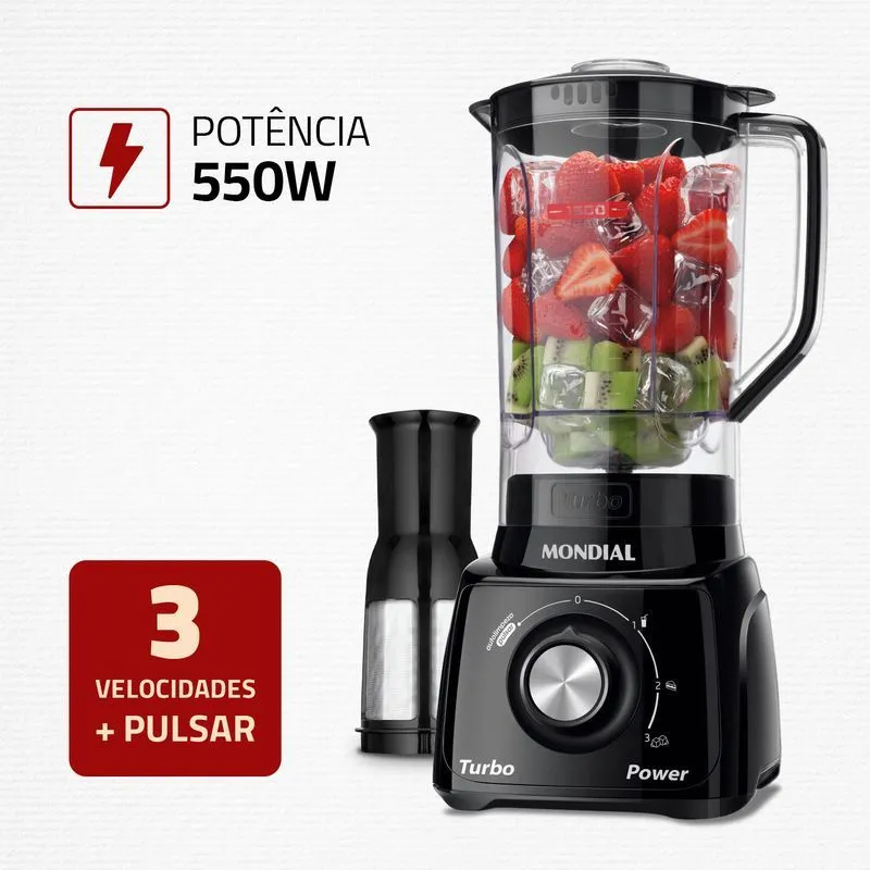 Liquidificador Turbo Power Mondial Preto 550W - L-99 FB - 2