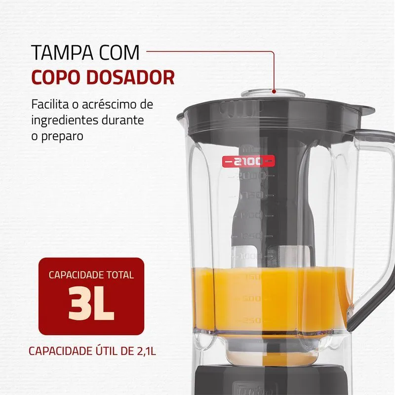 Liquidificador Turbo Platinum Mondial 1200W 12 Velocidades Grafite/Inox - L-1200 PI - 3