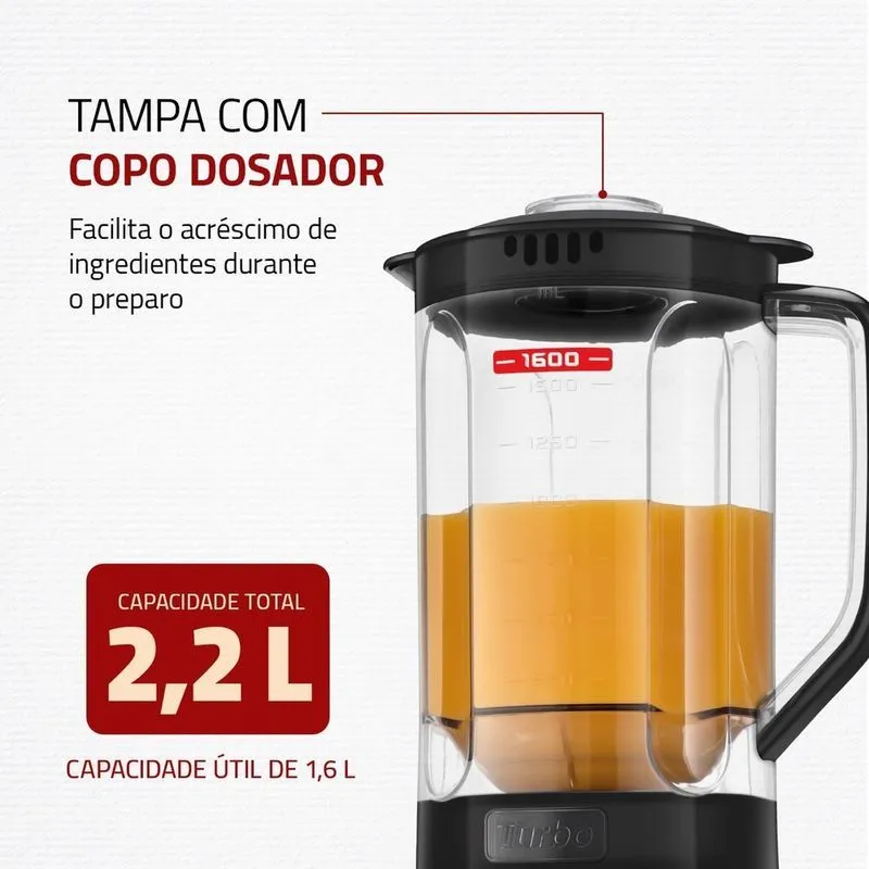 Liquidificador Pratic Turbo Mondial Preto 550W - L-98-B - 3