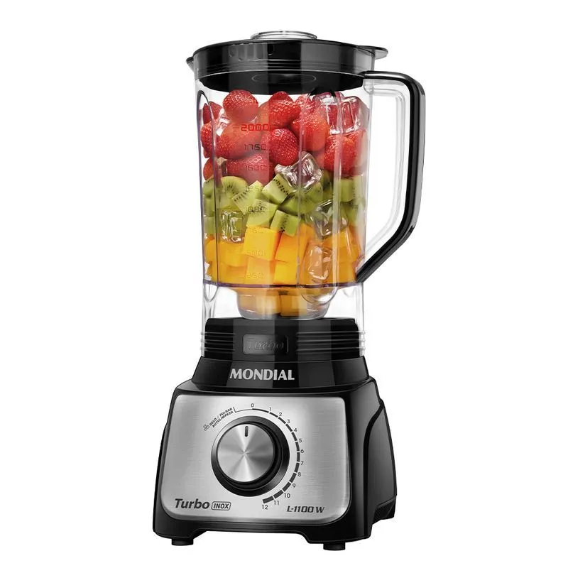 Liquidificador Turbo Mondial Preto/Inox 1100W - L-1100 BI - 1