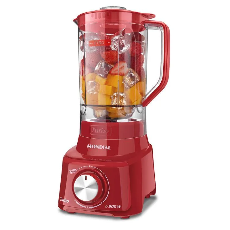 Liquidificador Turbo Mondial Vermelho 900W - L-900 FR 2C - 1