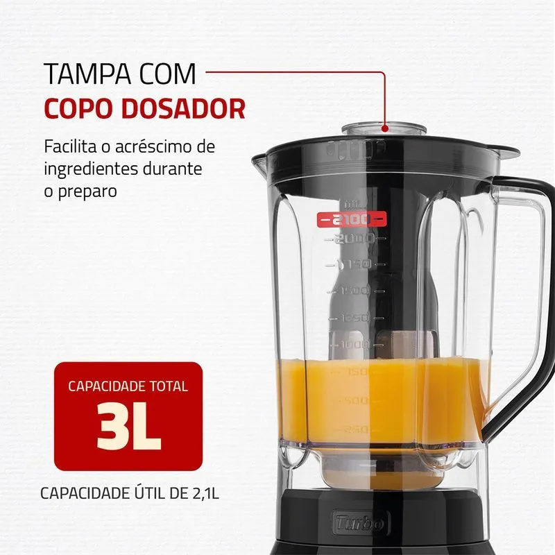 Liquidificador Turbo Inox Mondial Preto/Inox 1400W - L-1400-LT - 3