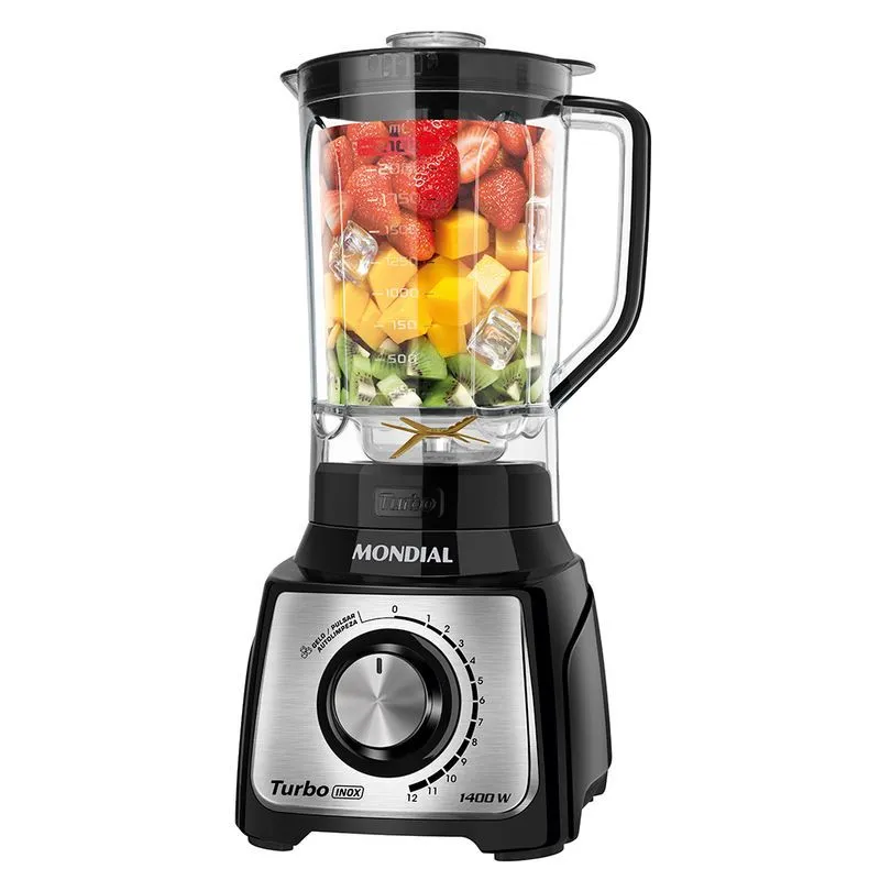 Liquidificador Turbo Inox Mondial Preto/Inox 1400W - L-1400-LT - 1