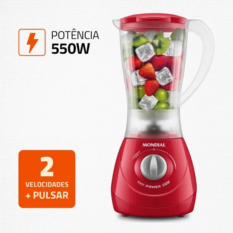 Liquidificador Easy Power Mondial Vermelho 550W - L-550-R - 2