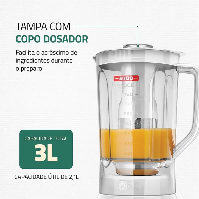 Liquidificador Turbo Mondial 1200W 12 Velocidades Branco/Inox L-1200 WI - 3