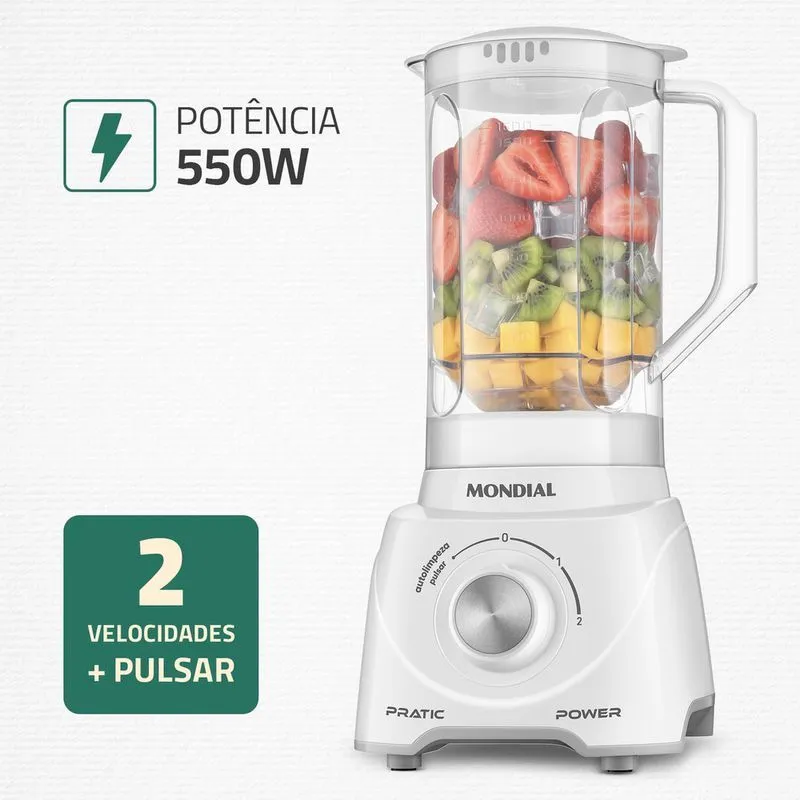 Liquidificador Pratic Power Mondial Branco 550W - L-97-W - 2