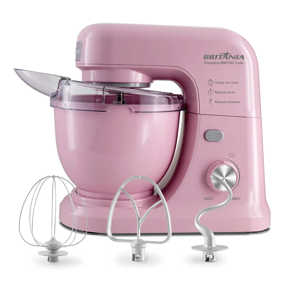 Batedeira Planetária Rosa Britânia 700W Turbo 4L BBP700RS - 1