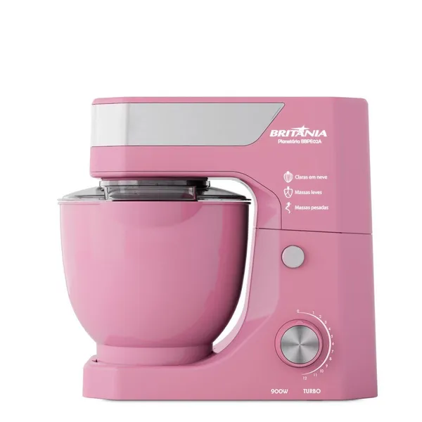 Batedeira Planetária Britânia Rosa 900W Tigela de 5L BBPE02A