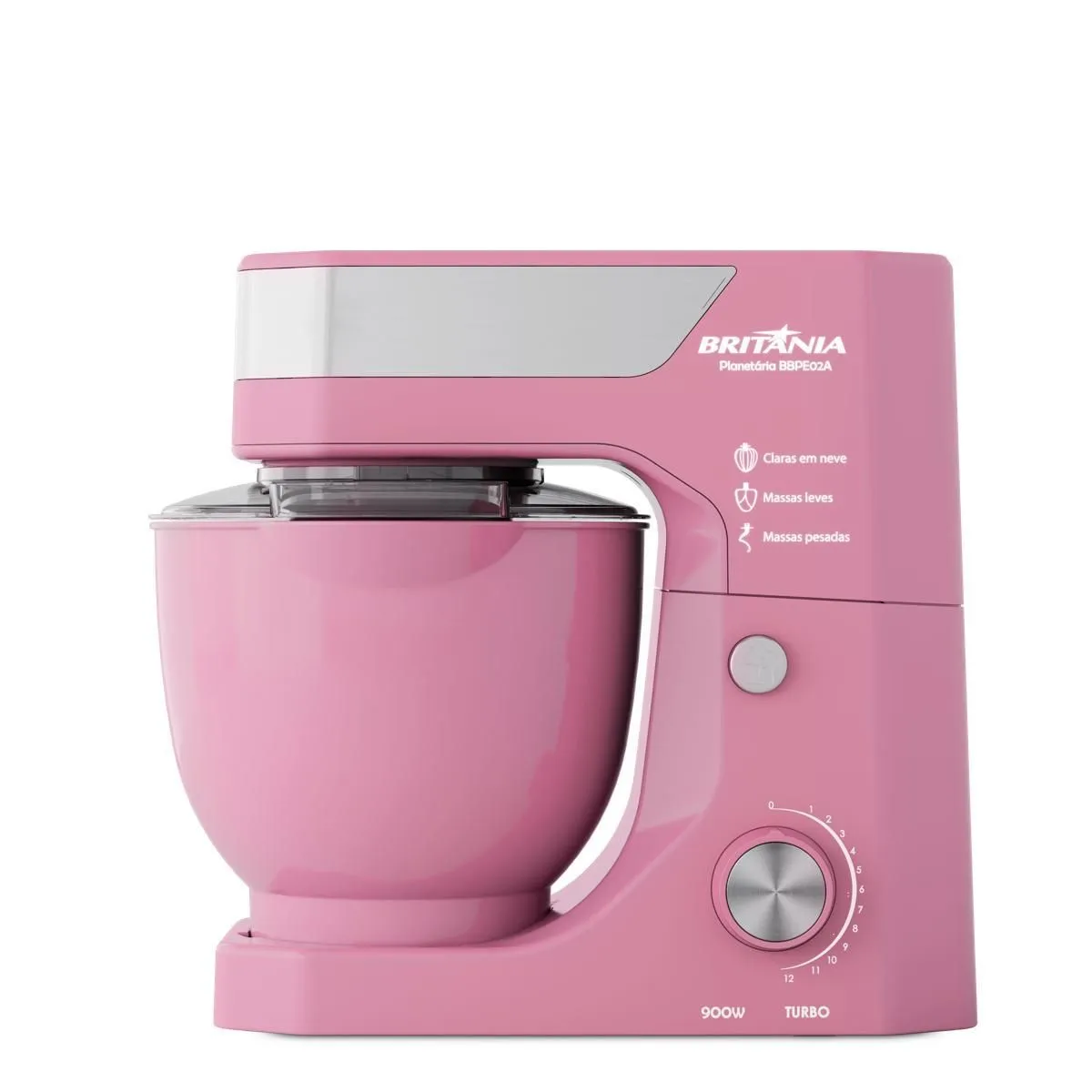 Batedeira Planetária Britânia Rosa 900W Tigela de 5L BBPE02A - 1