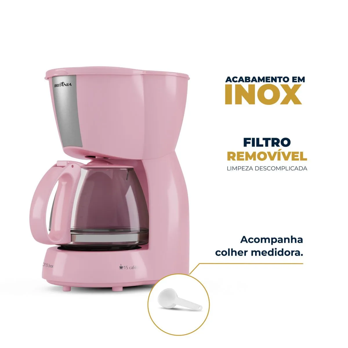 Cafeteira Elétrica Britânia 15 Xícaras 550W Inox BCF15 - 3