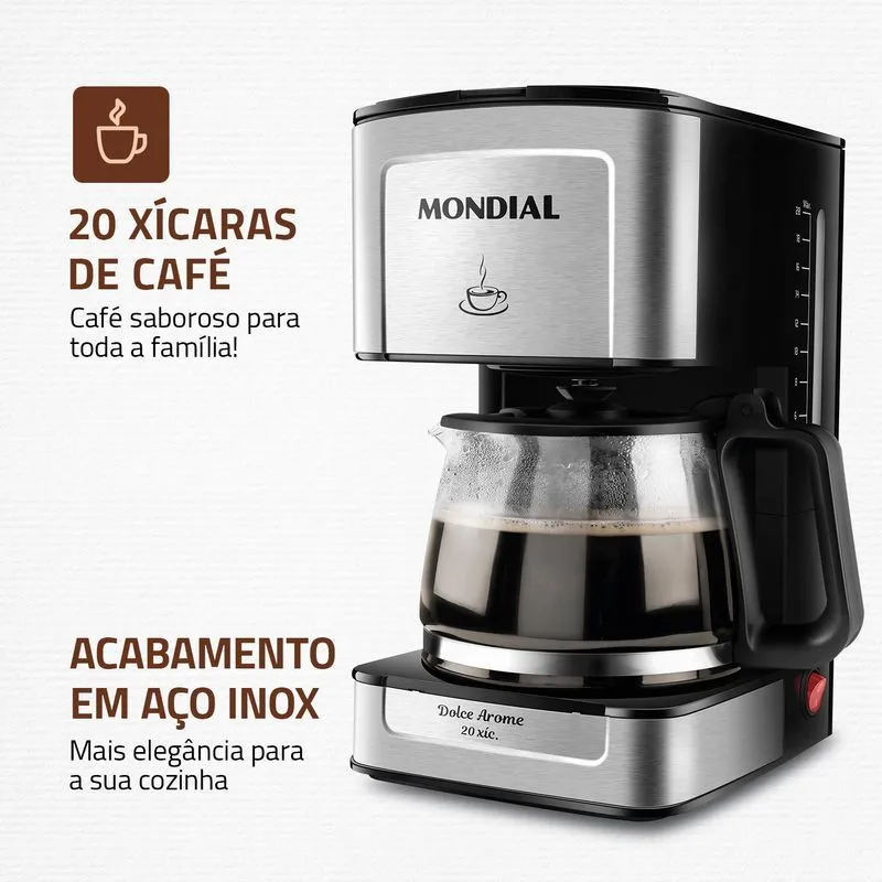Cafeteira Elétrica Dolce Arome Mondial Preto/Inox 550W - C-43-20X-SI - 2