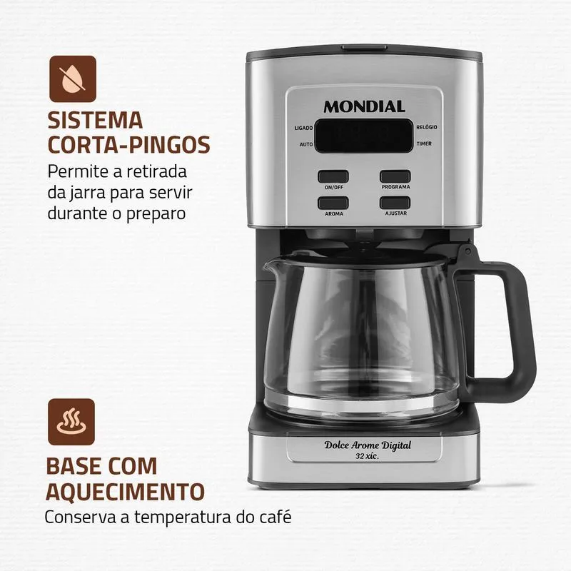 Cafeteira Elétrica Dolce Arome Digital Mondial Preto/Inox 800W - C-44-32X-SDI - 3