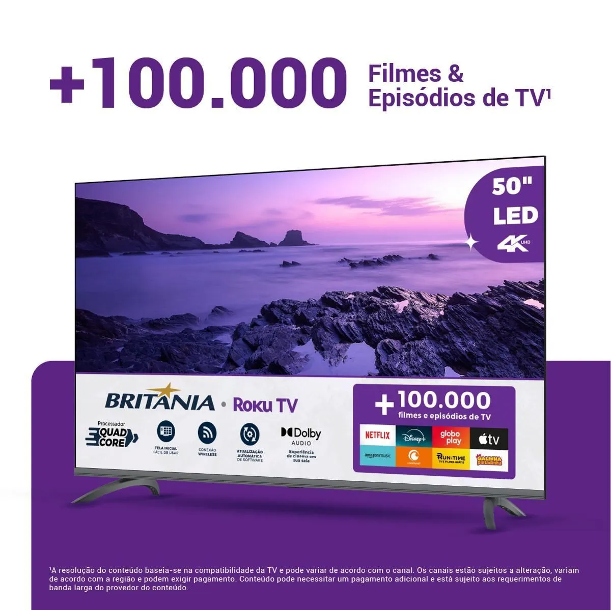 Smart TV 50” Britânia Led Roku Dolby Audio BTV50G3ERSGB - Bivolt - 3