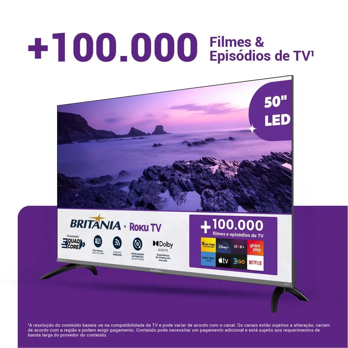 Smart TV 50" Britânia Roku HDR10 Dolby Audio B50CRA - Bivolt - 3