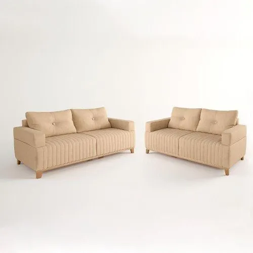 Conjunto de Sofá 3 e 2 Lugares Leona Bom Pastor Linho Bege - 2