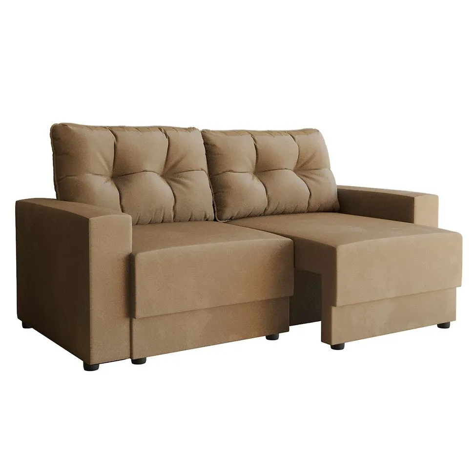 Sofá 3 Lugares Retrátil Lubeck Suede Bege 180 cm - 2