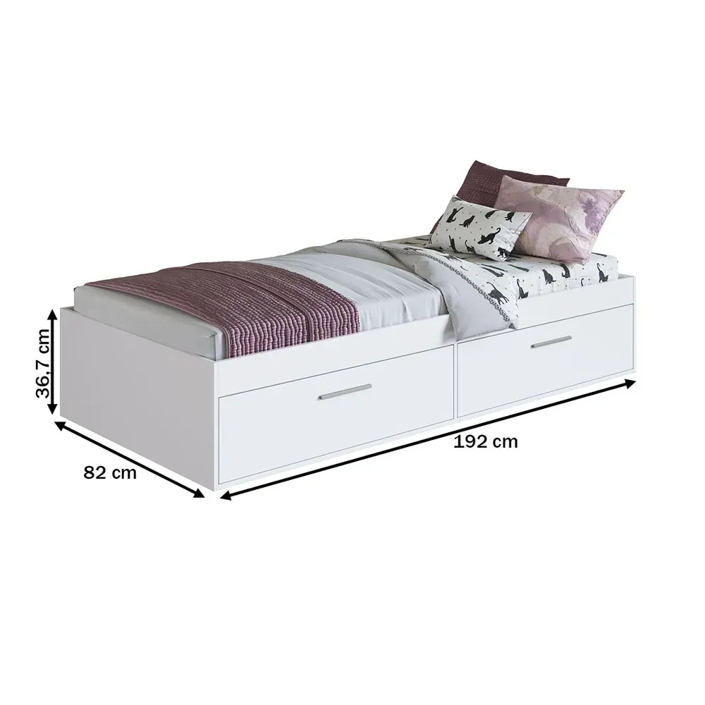 Cama Solteiro Tókio com 2 Portas Branco - Art In Móveis - 3