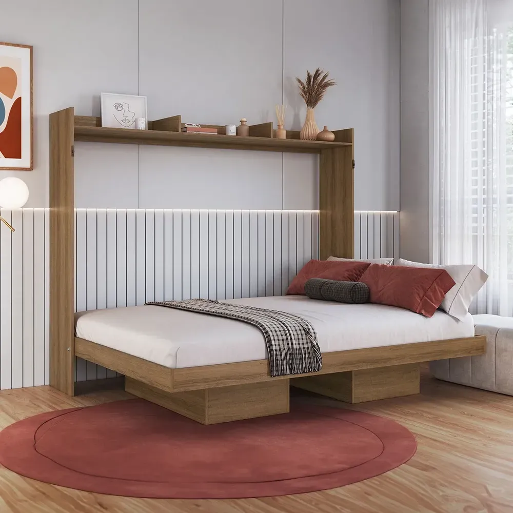 Cama Casal Hanover Articulável Horizontal 2 Prateleiras Mel - Art In Móveis - 1