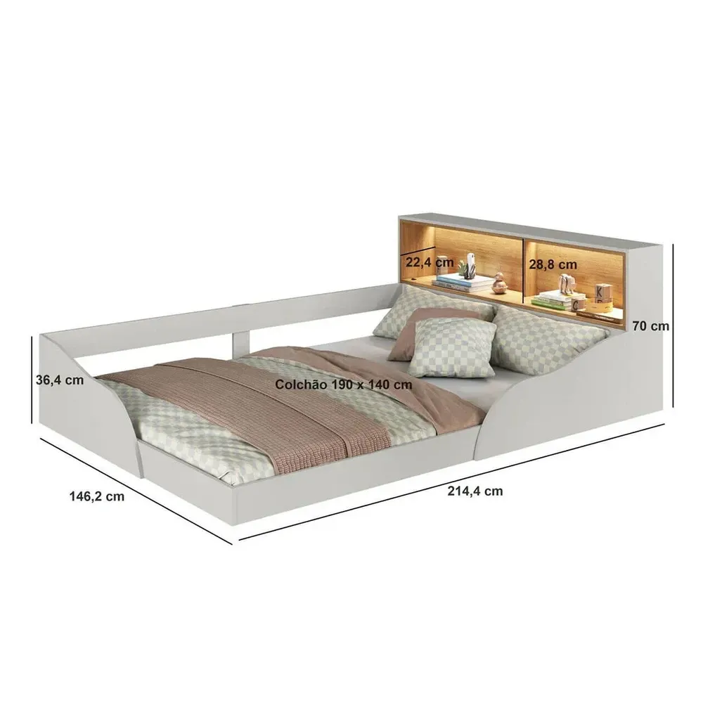 Cama Montessoriana Casal Lille com LED Arenas - Art In Móveis - 3